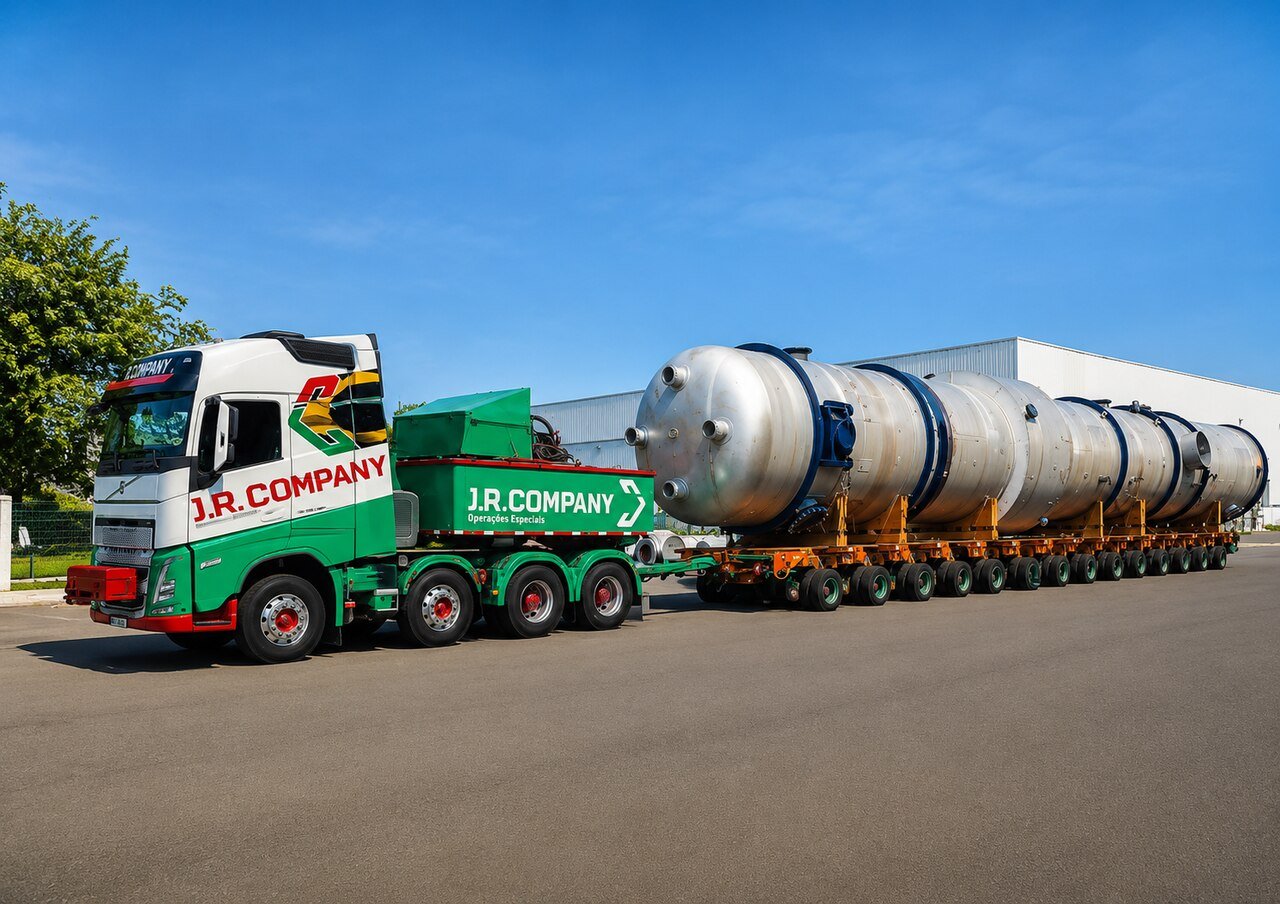 Movimentação de vaso de pressão para destilaria de etanol — operação Inpasa