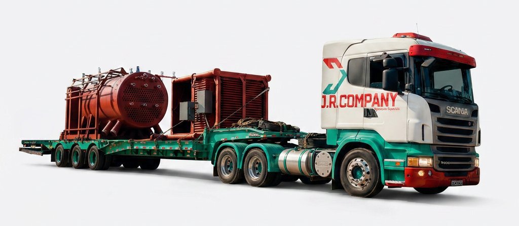 Caminhão J.R. Company transportando carga excedente